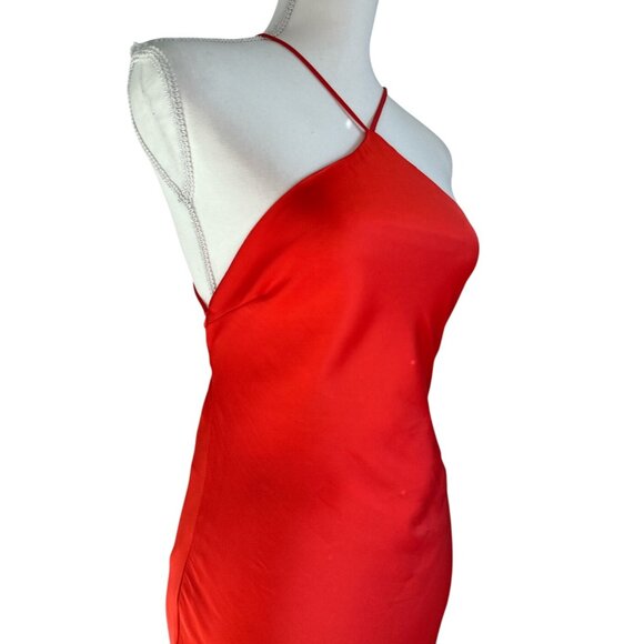Line & Dot Kira Maxi Dress in Tomato Red Medium New Womens Satin Gown - Picture 7 of 14